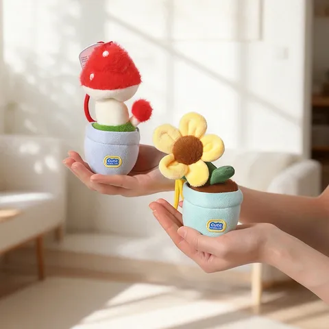 Carino Pianta in Vaso Giocattolo di Peluche Portachiavi Imbottito Fiore Cartone Animato Cactus Succulenta Borsa Pendente Bambola Regalo