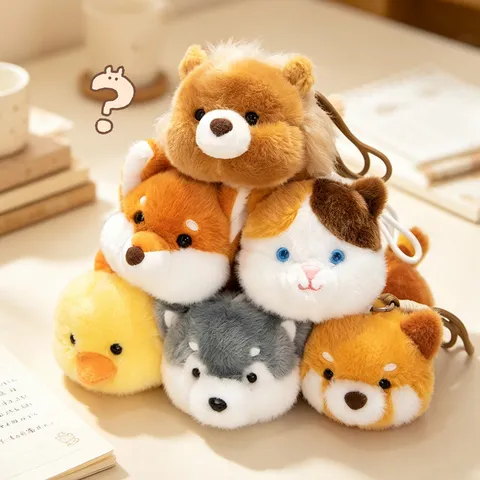 Charitomeno Cartoon Zoo Plush Toy Pendant Soft Stuffed Doll Keychain Bag Hanging Ornament Kids Gift