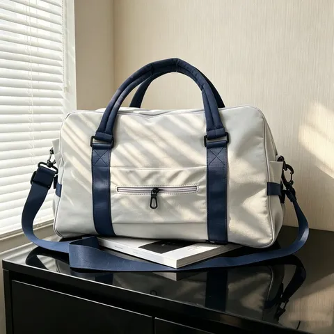 Borsa da Viaggio in Nylon di Grande Capacità Con Separazione Secco e Umido Fascia per Trolley Borsa da Palestra Portatile per Fitness e Weekend