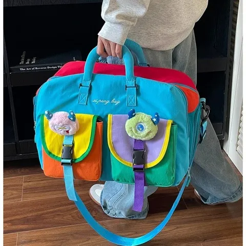 Multifunctional Color-Blocking Travel Bag Large Capacity Waterproof Fitness Bag Wet Dry Separation Sports Handbag For Unisex