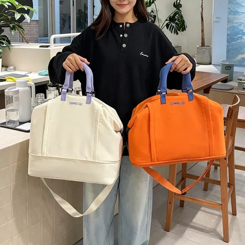 Borsa da Viaggio Espandibile di Grande Capacità a Blocchi di Colore in Nylon per Palestra Sport Weekend Uomo Donna