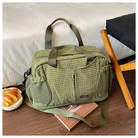 Borsa da Viaggio a Quadri di Grande Capacità Con Separazione Secco e Umido Borsa da Palestra Leggera per Yoga Sport Unisex
