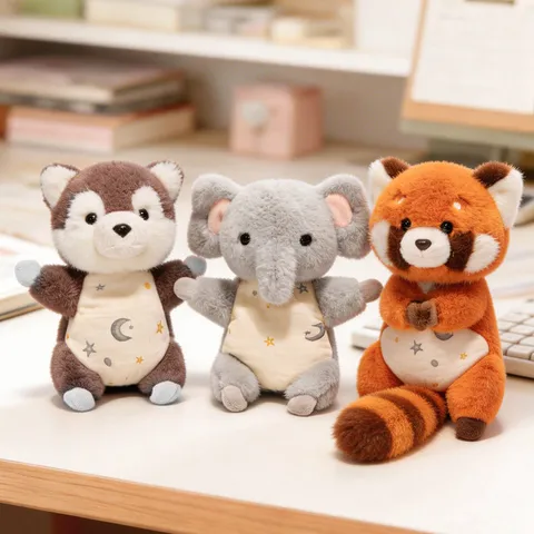 Cute Animal Plush Toy Stuffed Doll Fridge Magnet Keychain Cartoon Penguin Elephant Dog Cat Panda Soft Hanging Ornament
