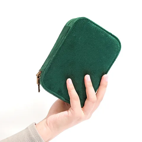 Tragbares Reise Schmuckkästchen Doppelschicht Samt Tweed Aufbewahrung Organizer Reißverschluss Etui Für Ringe Ohrringe Halsketten
