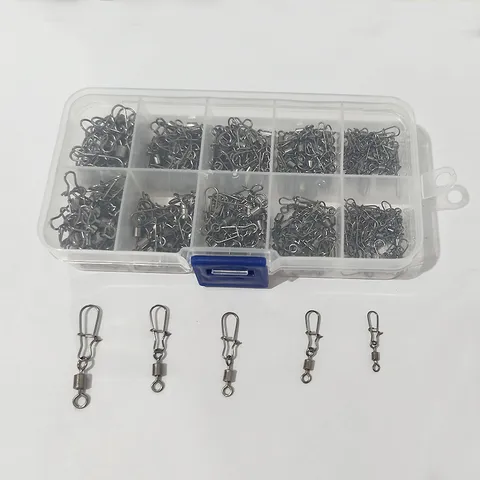 Fishing Snap Swivels Set Copper Plated Barrel Swivels Rolling Swivel With Safety Snaps Fishing Tackle Connector Kit