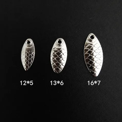 Bulk Steel Fishing Lure Blades Willow Leaf Spinnerbait Fish Scale Design Micro Fishing Lure Line Accessories
