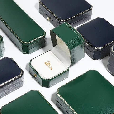 Achteckige Goldrand Schmuckkästchen Papier Ring Halskette Armband Aufbewahrungsbox Elegantes Geschenk Verpackung Organizer