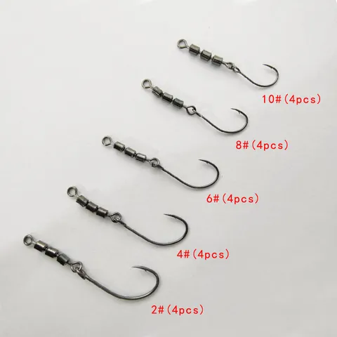 Ensemble d'Hameçons Barbelés avec Émerillons Triples Tournants Tailles Assorties Matériel de Pêche en Métal pour Pêche en Extérieur