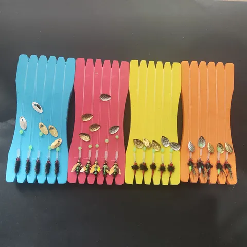 Micro Set de Señuelos de Pesca Moscas de Pesca Anzuelos Lentejuelas Rig Con Tablero de Bobina de Espuma Accesorios de Aparejos de Pesca Biónicos