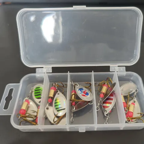 Metal Fishing Lures Set 10 Pieces Rotating Spinner Baits With Storage Box Artificial Hard Baits Tackle Accessories