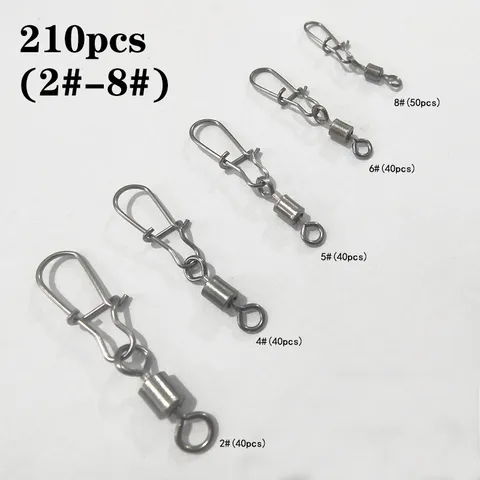 Fishing Snap Swivels Set Copper Plated Barrel Swivels Rolling Swivel With Safety Snaps Fishing Tackle Connector Kit