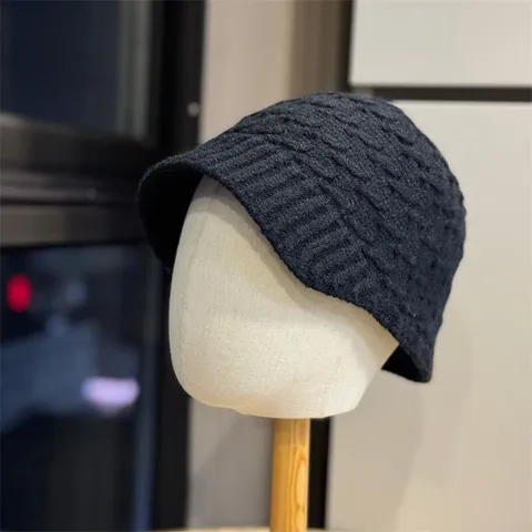 Women Winter Warm Knitted Beanie Hat Thickened Casual Solid Color Ear Protection Slouchy Knit Cap Outdoor Fashion