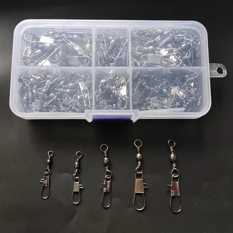 B Shape Pin Connectors Barrel Swivels Fishing Quick Swivel Set With Storage Box Metal Alloy Fishing Tackle Accessories
