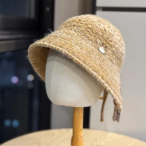 Women's Knit Linen Blend Bucket Hat Autumn Winter Windproof Warm Casual Fisherman Hat