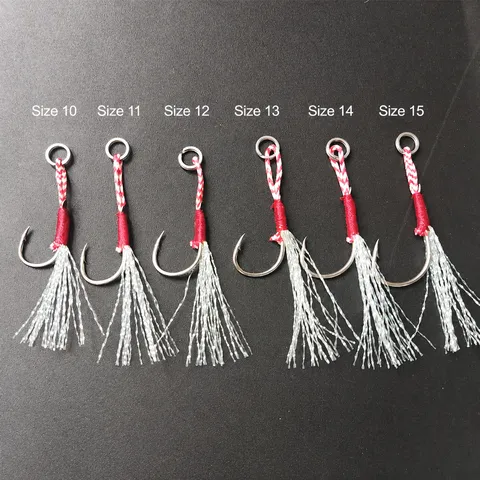 High Carbon Steel Fishing Hooks Assist Jigging Hook With Tinsel And Split Ring Silver Saltwater Fishing Tackle
