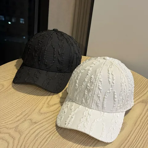Damen Casual Plissiertes Muster Baseballcap Verstellbare Baumwolle Sonnenhut Outdoor Mode Sportkappe