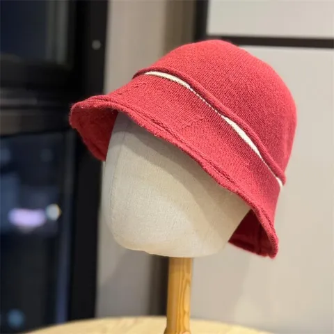 Sombrero De Pescador De Punto Casual Para Mujer Otoño Invierno Cálido Sombrero De Cuenca Moda Elegante Bloque De Color Rayado Pescador