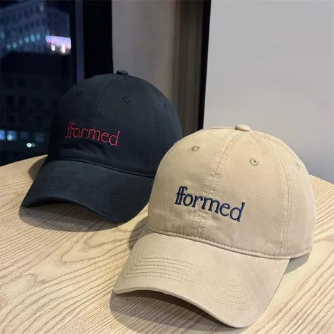 American Trendy Letter Embroidery Baseball Cap Unisex Cotton Casual Curved Brim Adjustable Sports Outdoor Sun Hat
