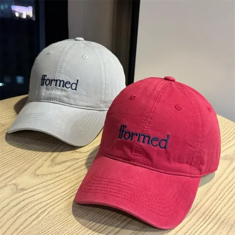 American Trendy Letter Embroidery Baseball Cap Unisex Cotton Casual Curved Brim Adjustable Sports Outdoor Sun Hat