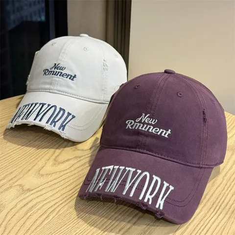 Unisex Vintage Washed Distressed Baseball Cap Cotton Letter Embroidered Adjustable Dad Hat Casual Streetwear Cap