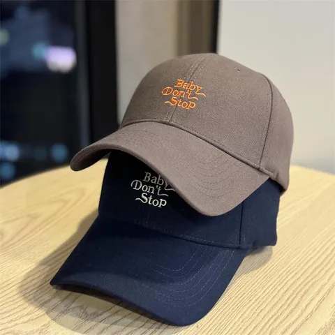 Unisex Retro Cotton Embroidered Letter Baby Don't Stop Baseball Cap Adjustable Large Head Circumference Casual Sun Hat