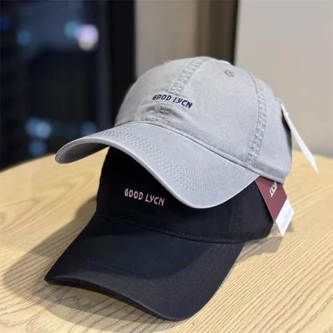 Unisex Vintage Washed Cotton Baseball Cap Casual Adjustable Solid Color Outdoor Sun Hat With Letter Embroidery