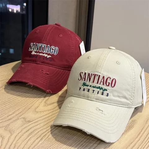 Women's Casual Cotton Baseball Cap Distressed Embroidered Letter Adjustable Sun Protection Curved Brim Hat