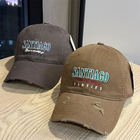 Women's Casual Cotton Baseball Cap Distressed Embroidered Letter Adjustable Sun Protection Curved Brim Hat