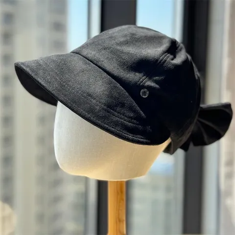 Retro Faux Suede Newsboy Cap For Women Vintage Pleated Bowknot Adjustable Painter Hat Fashion Octagonal Beret Hat