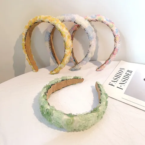 Sweet Floral Mesh Headband For Women Fashion Fabric Hair Hoops Daily Hair Accessories Cute Hairwear Head Piece