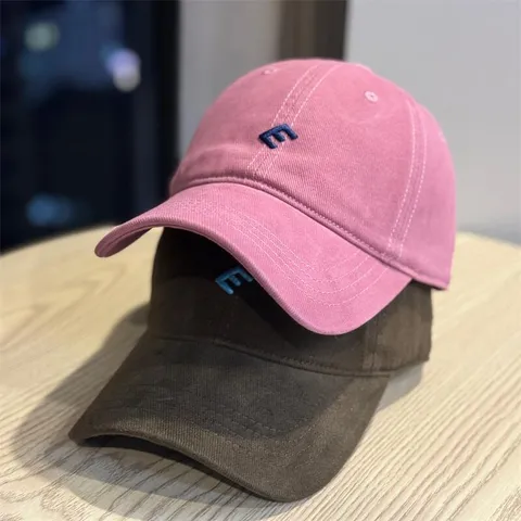 Unisex Casual Cotton Baseball Cap Adjustable Embroidered Letter E Curved Brim Hat Fashion Commuter Sun Hat