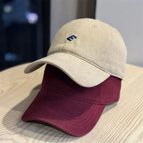 Unisex Casual Cotton Baseball Cap Adjustable Embroidered Letter E Curved Brim Hat Fashion Commuter Sun Hat