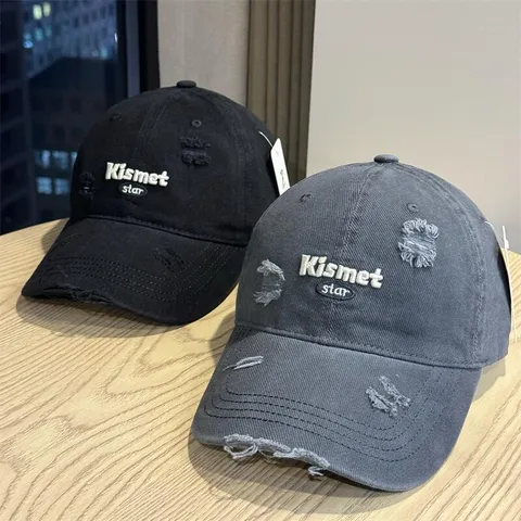Washed Cotton Distressed Baseball Cap Unisex Vintage Letter Embroidery Adjustable Dad Hat Streetwear Casual Hat