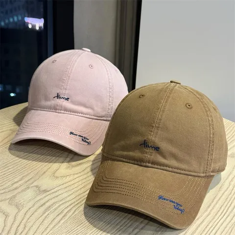 Unisex Cotton Baseball Cap Japanese Style Letter Embroidery Curved Brim Adjustable Street Casual Sun Hat