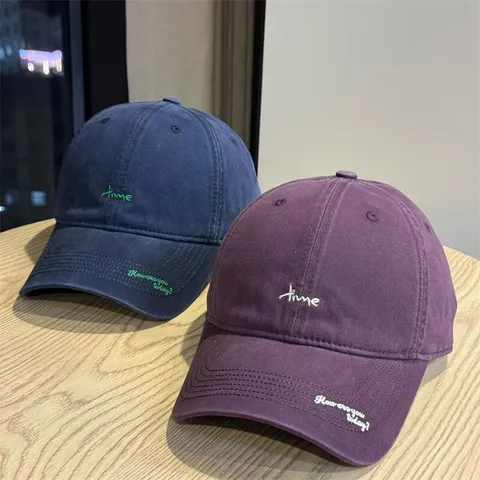 Unisex Cotton Baseball Cap Japanese Style Letter Embroidery Curved Brim Adjustable Street Casual Sun Hat