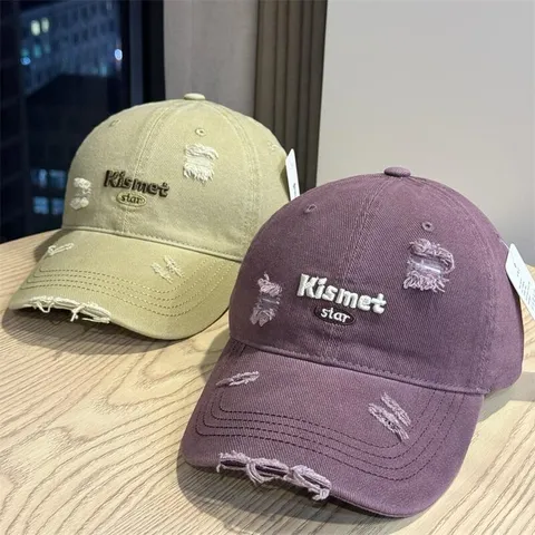 Washed Cotton Distressed Baseball Cap Unisex Vintage Letter Embroidery Adjustable Dad Hat Streetwear Casual Hat
