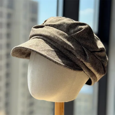 Gorra Octagonal de Lana para Mujer Retro Slouchy Newsboy Beret Moda Cálido Pintor Cap Otoño Invierno Color Sólido