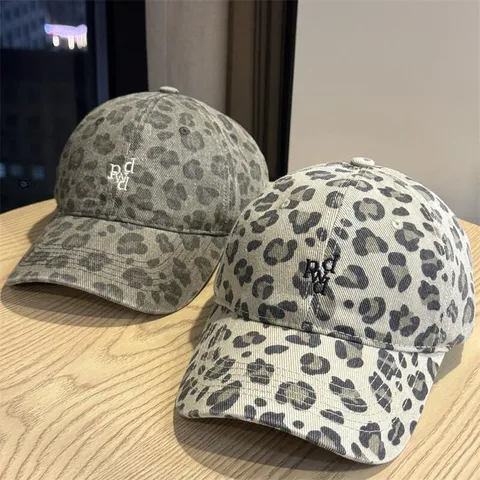 Damen Leopardenmuster Baseballkappe Amerikanischer Retro Buchstabenstickerei Weiche Krone Verstellbare Casual Mode Sonnenhut