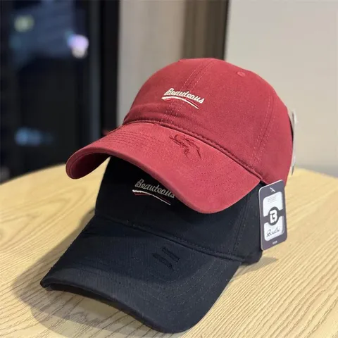 Unisex Washed Cotton Baseball Cap Vintage Distressed Letter Embroidered Adjustable Dad Hat Casual Streetwear Sun Hat