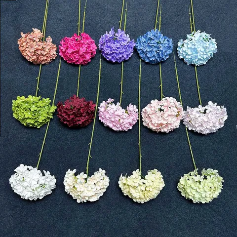 Artificial Hydrangea Flower Single Branch Silk Cloth Fake Plant Rustic Style For Wedding Home Decor Floral Arrangement
