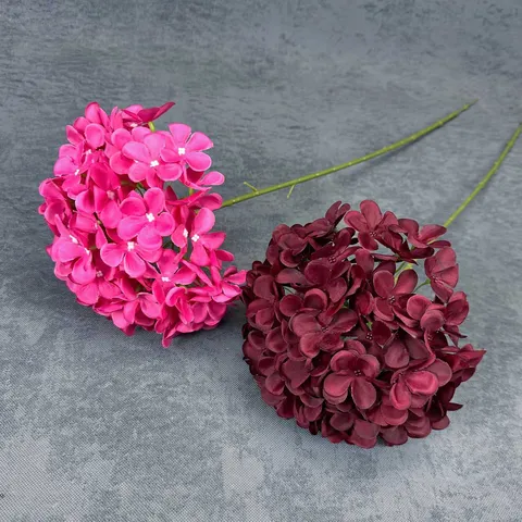 Artificial Hydrangea Flower Single Branch Silk Cloth Fake Plant Rustic Style For Wedding Home Decor Floral Arrangement