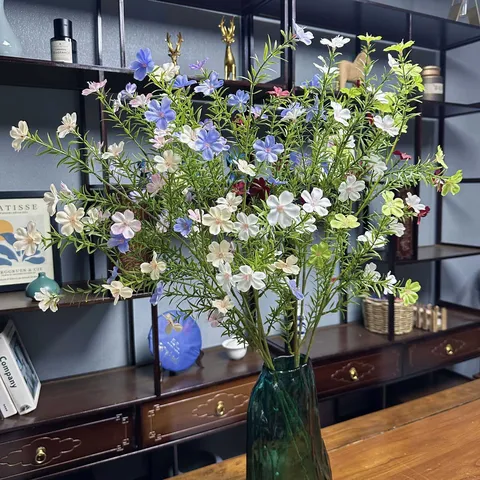 Flor Artificial Rama Alta Pequeña Flor Silvestre Seda Plástico Plantas Falsas Para Decoración Del Hogar Fiesta De Boda Arreglo Floral