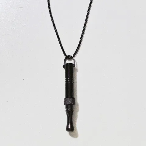 Minimalist Stainless Steel Anxiety Relief Whistle Pendant Necklace Meditation Mindful Breathing Jewelry