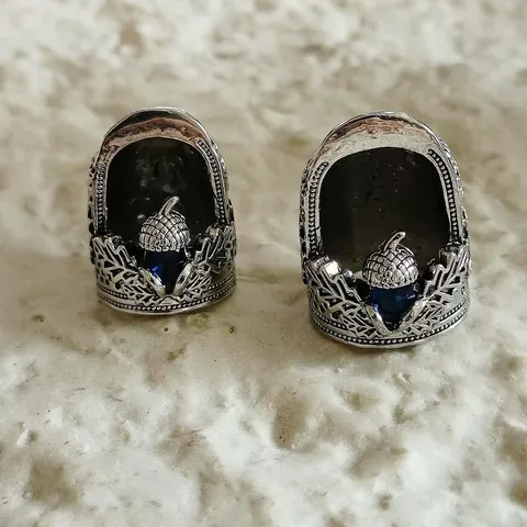 Vintage Zinklegering Eikel Nagel Vingerhoed Ring Strass Open Vinger Bescherming Ring Retro Mode Sieraden Cadeau
