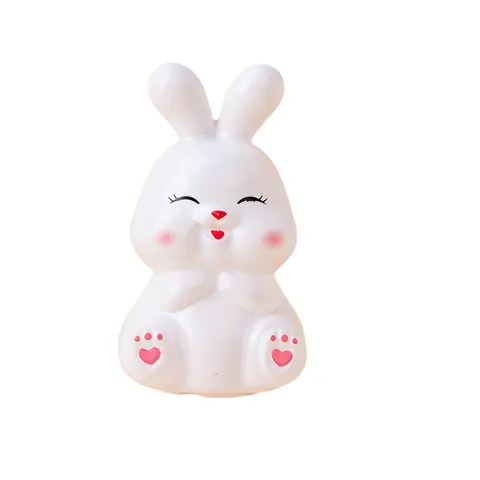 Cute Luminous Rabbit Ornament Vinyl Bunny Figurine Glowing Animal Cake Topper Desktop Decoration Girly Gift