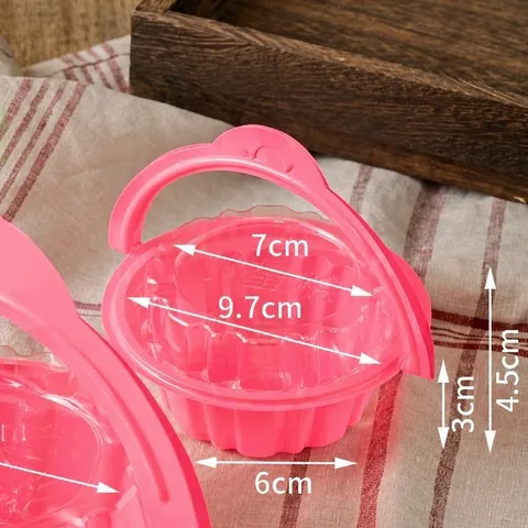 Vintage Pink Plastic Flower Basket Cake Box Transparent Cover Portable Dessert Packaging Box For Party Celebration