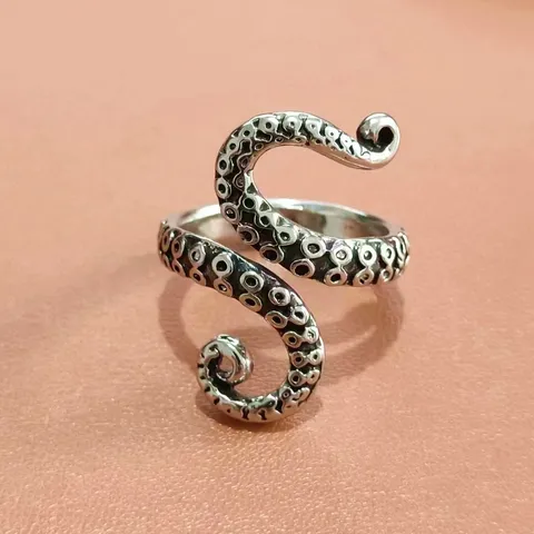 Punk Vintage Octopus Tentakel Open Ring Voor Mannen Vrouwen Gotisch Retro Dier Vingerring Mode Legering Sieraden Cadeau