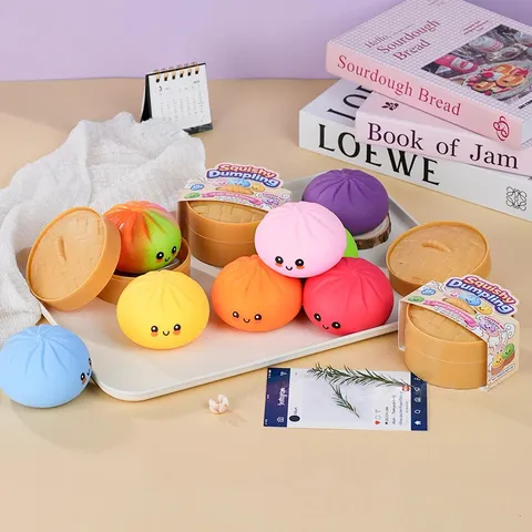 Jouet Squishy Boulette de Simulation de Vapeur Kawaii Pour Enfants Adultes Boulette en TPR Souple Jouet de Compression Anti-Stress Fidget Toy Cadeau
