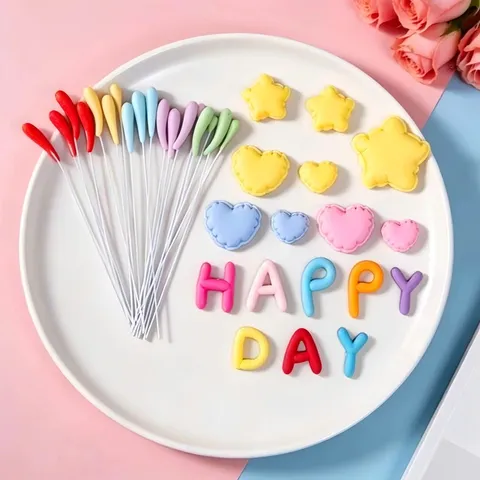 Decorazione per Torta Dopamina Lettere Felici Colorate Festa di Compleanno per Bambini Cioccolato Fuochi d'Artificio Stella Toppers Dolce