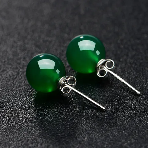 Minimalistische Titaanstaal Ronde Chalcedoon Agaat Oorknopjes Met 925 Sterling Zilver Stift Groen Rood Mode Sieraden Cadeau